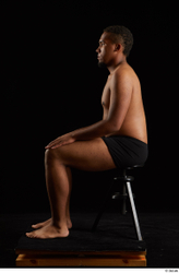 Whole Body Man Black Underwear Average Sitting Studio photo references